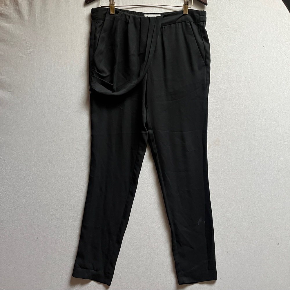 A.L.C. Silk Drape Pull On Trousers Drawstring Pleated Tapered Crepe Pants Sz S